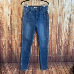 Legend by Mitzi Michel Women’s Blue Embellished High Rise Skinny Jeans Size 28